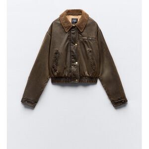 PRICE FIRM! Corduroy collar waxed cropped bomber jacket